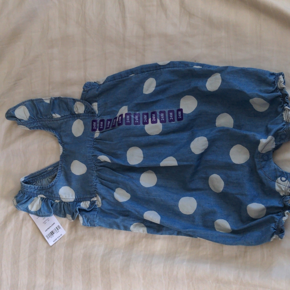 NWT Carter's 24 Month Girls Denim Polkadot Romper